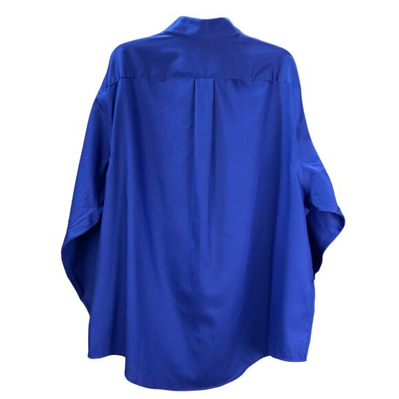 Lands End Outfitters Mens 2XL Button Down Shirt Royal Blue L/S 100% Cotton 2018 - Picture 4 of 12